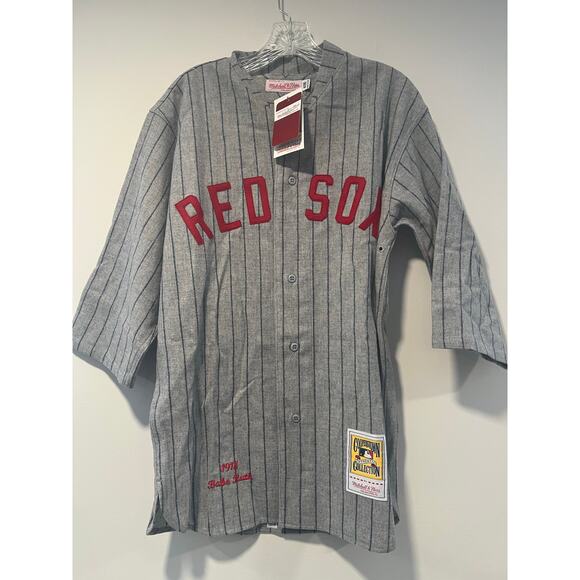 NWT Mitchell & Ness 1918 Babe Ruth Boston Red Sox Jersey 3/4 Sleeve Sz 40 Medium - Picture 1 of 6